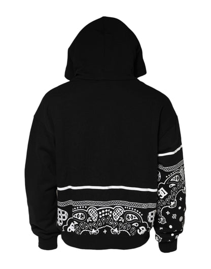 Dolce & Gabbana Black Bandana Hooded Men Sweatshirt Sweater - Le schmidt