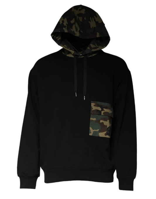 Dolce & Gabbana Black Camouflage Hooded Sweatshirt Sweater - Le schmidt