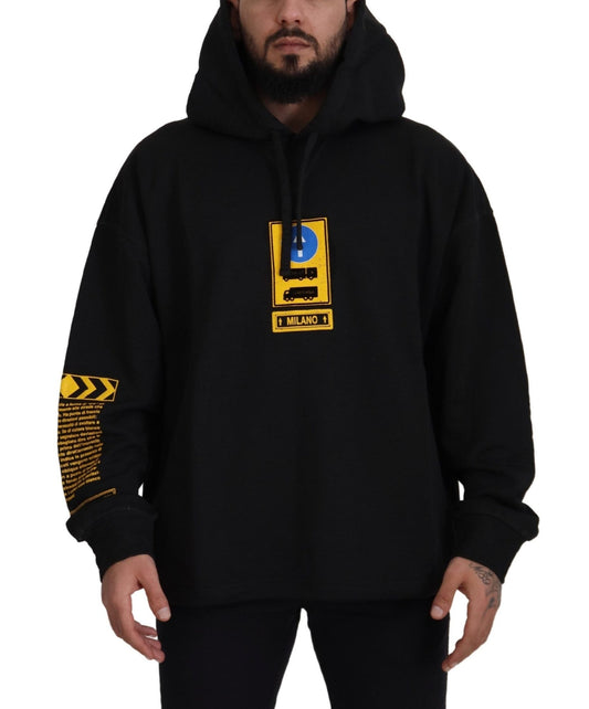 Dolce & Gabbana Black Cotton Hooded DG Shield Pullover Sweater - Le schmidt