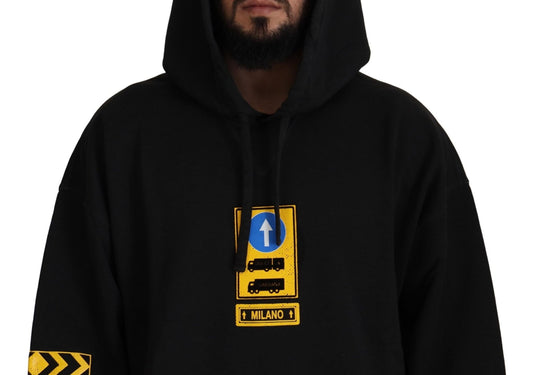 Dolce & Gabbana Black Cotton Hooded DG Shield Pullover Sweater - Le schmidt