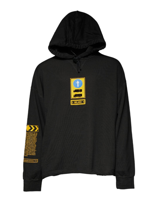 Dolce & Gabbana Black Cotton Hooded DG Shield Pullover Sweater - Le schmidt