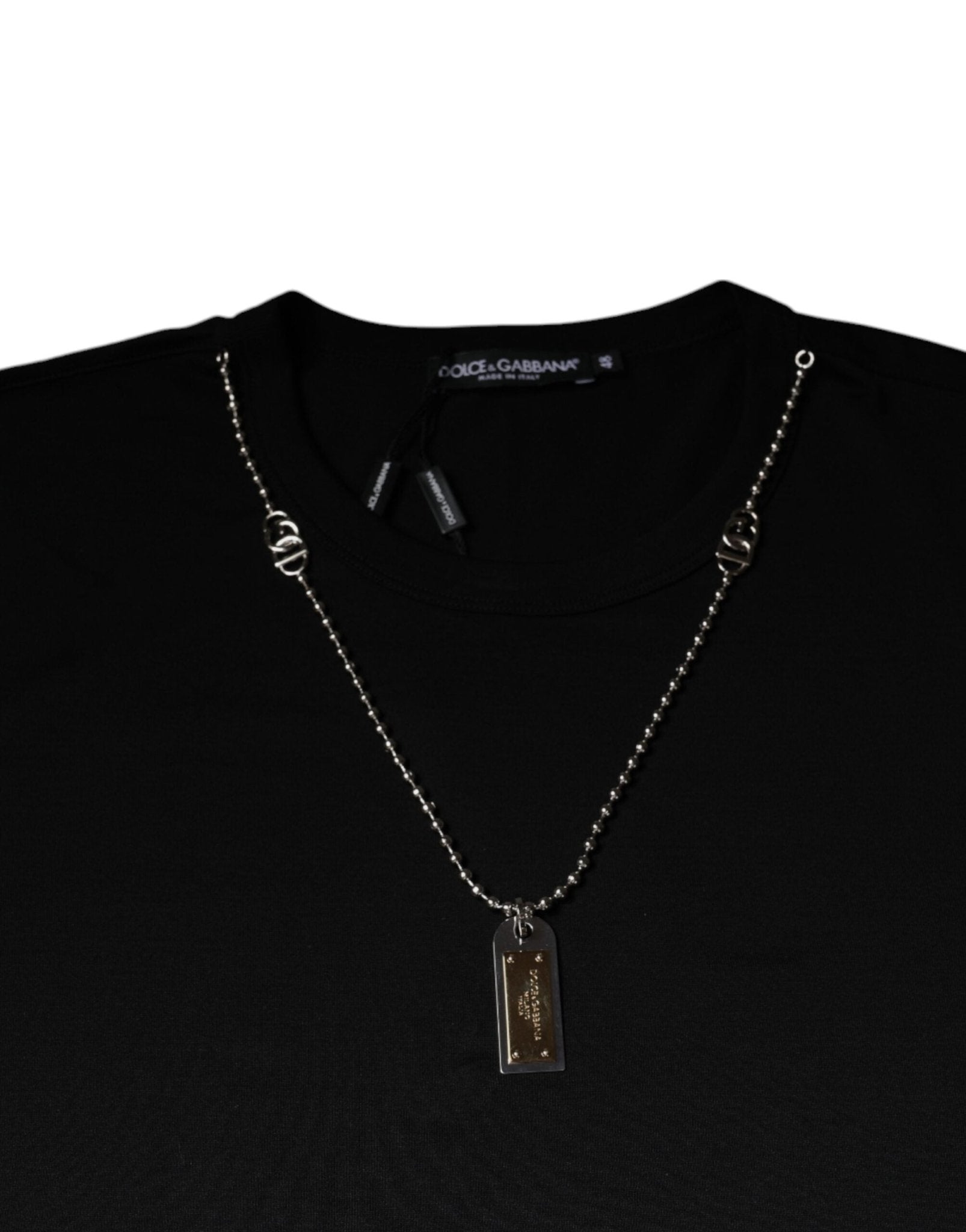 Dolce & Gabbana Black Cotton Necklace Embellished T-shirt - Le schmidt
