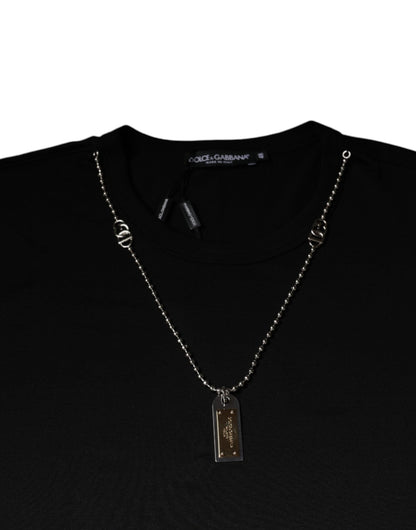 Dolce & Gabbana Black Cotton Necklace Embellished T-shirt - Le schmidt