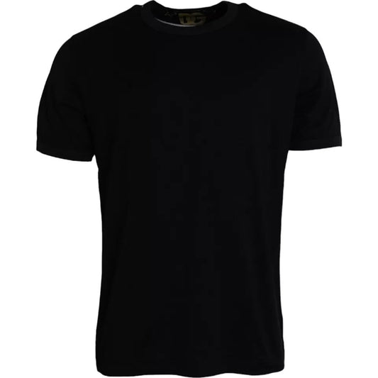 Dolce & Gabbana Black Cotton Round Neck Short Sleeves Men T-shirt - Le schmidt