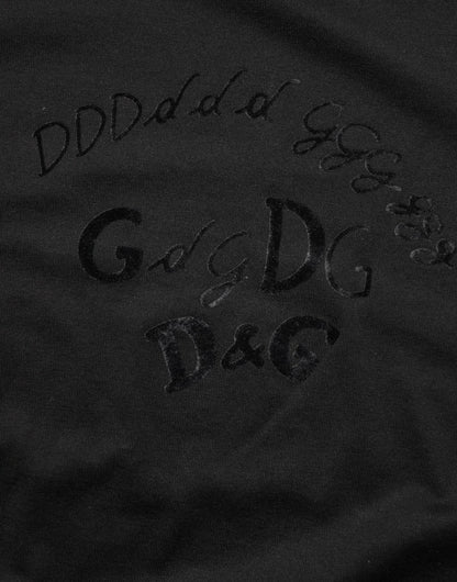 Dolce & Gabbana Black Cotton Velvet Logo Print Men T-shirt - Le schmidt
