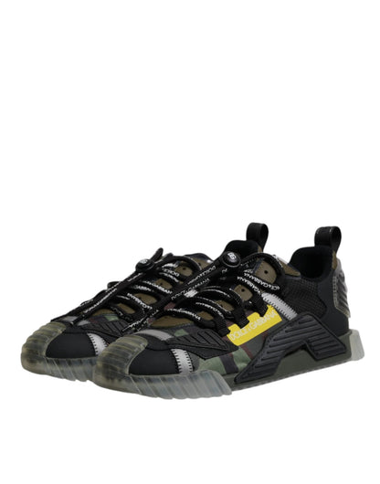 Dolce & Gabbana Black Green Camo NS1 Low Top Sneakers Shoes - Le schmidt