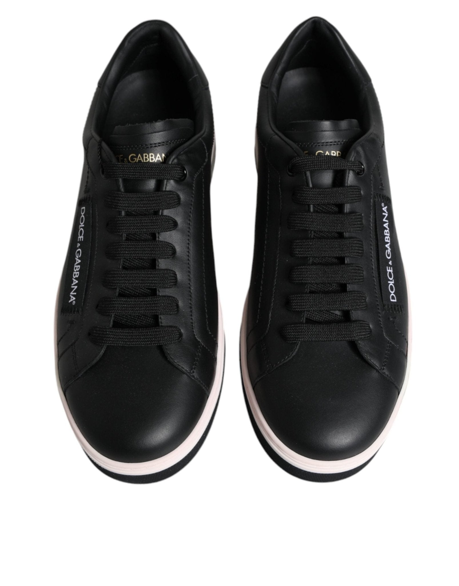 Dolce & Gabbana Black Leather Low Top Men Sneakers Shoes - Le schmidt