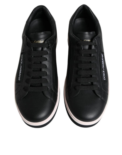 Dolce & Gabbana Black Leather Low Top Men Sneakers Shoes - Le schmidt