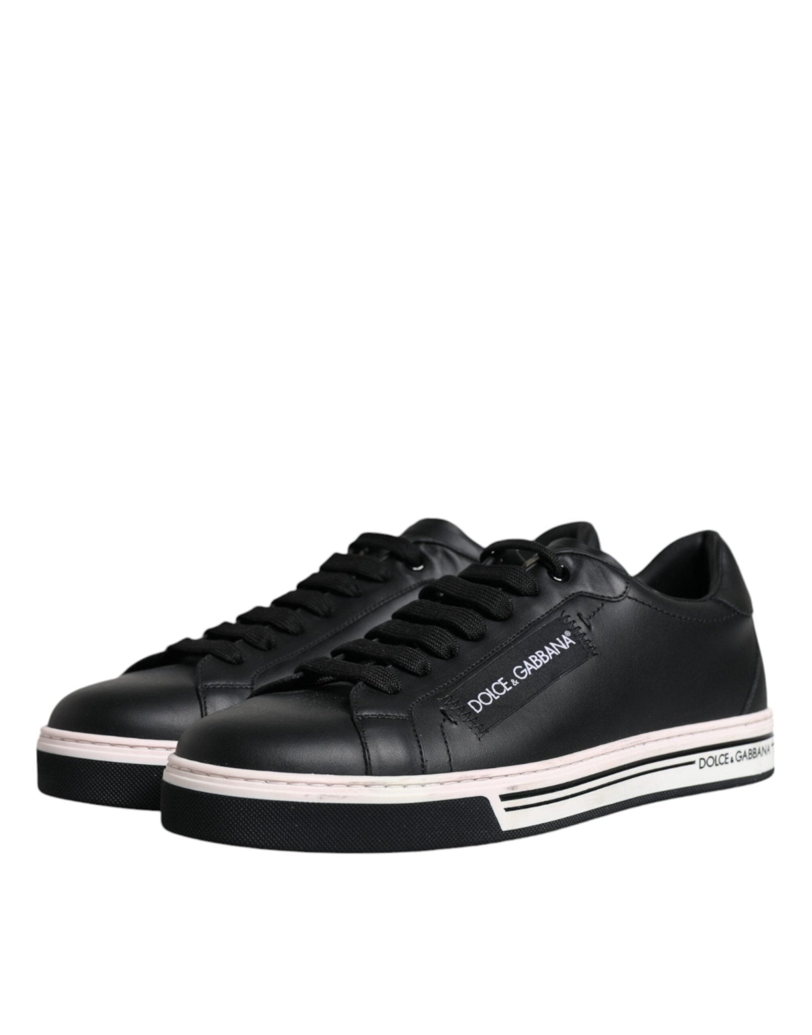 Dolce & Gabbana Black Leather Low Top Men Sneakers Shoes - Le schmidt
