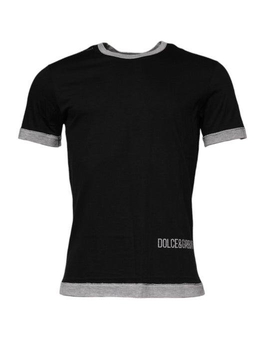 Dolce & Gabbana Black Logo Cotton Crew Neck Men Tee T-shirt - Le schmidt