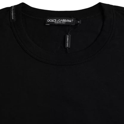 Dolce & Gabbana Black Logo Embossed Cotton Crew Neck T-shirt - Le schmidt