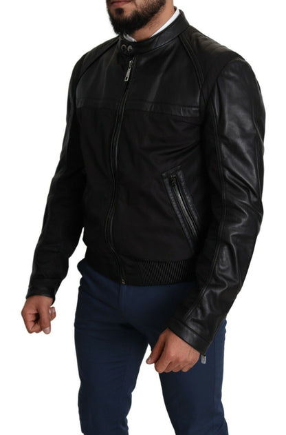 Dolce & Gabbana Black Nylon Full Zip Men Bomber Coat Jacket - Le schmidt