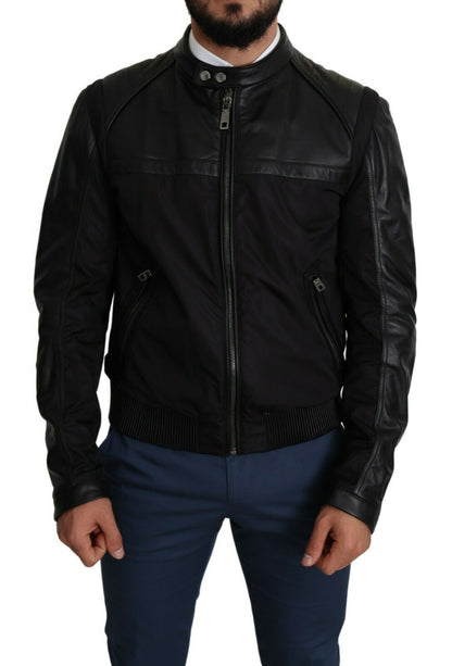 Dolce & Gabbana Black Nylon Full Zip Men Bomber Coat Jacket - Le schmidt