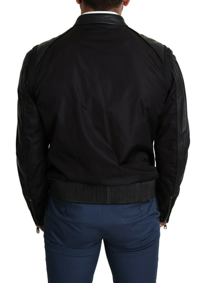 Dolce & Gabbana Black Nylon Full Zip Men Bomber Coat Jacket - Le schmidt