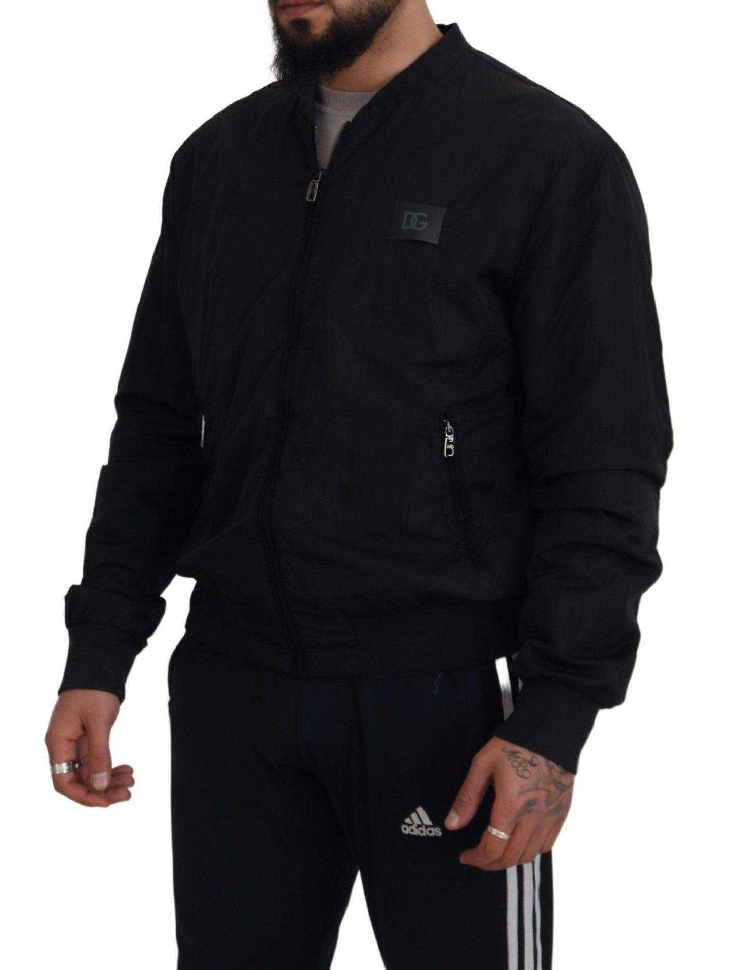 Dolce & Gabbana Black Nylon Logo Bomber Zipper Jacket - Le schmidt