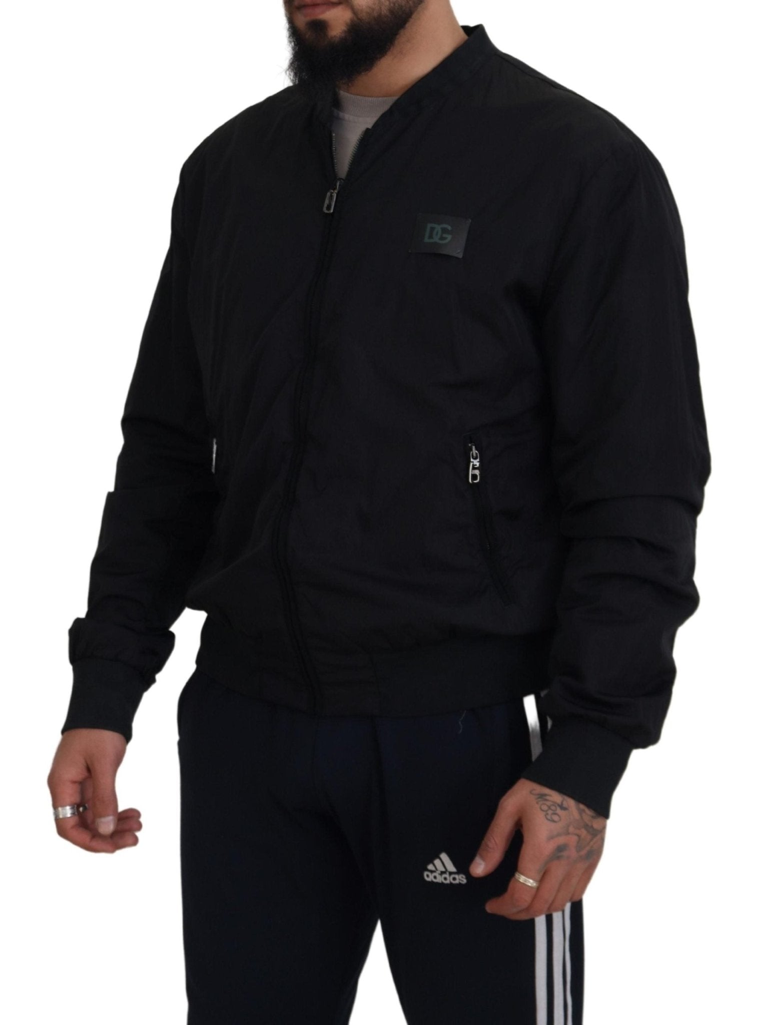 Dolce & Gabbana Black Nylon Logo Bomber Zipper Jacket - Le schmidt