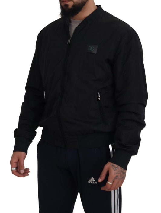 Dolce & Gabbana Black Nylon Logo Bomber Zipper Jacket - Le schmidt