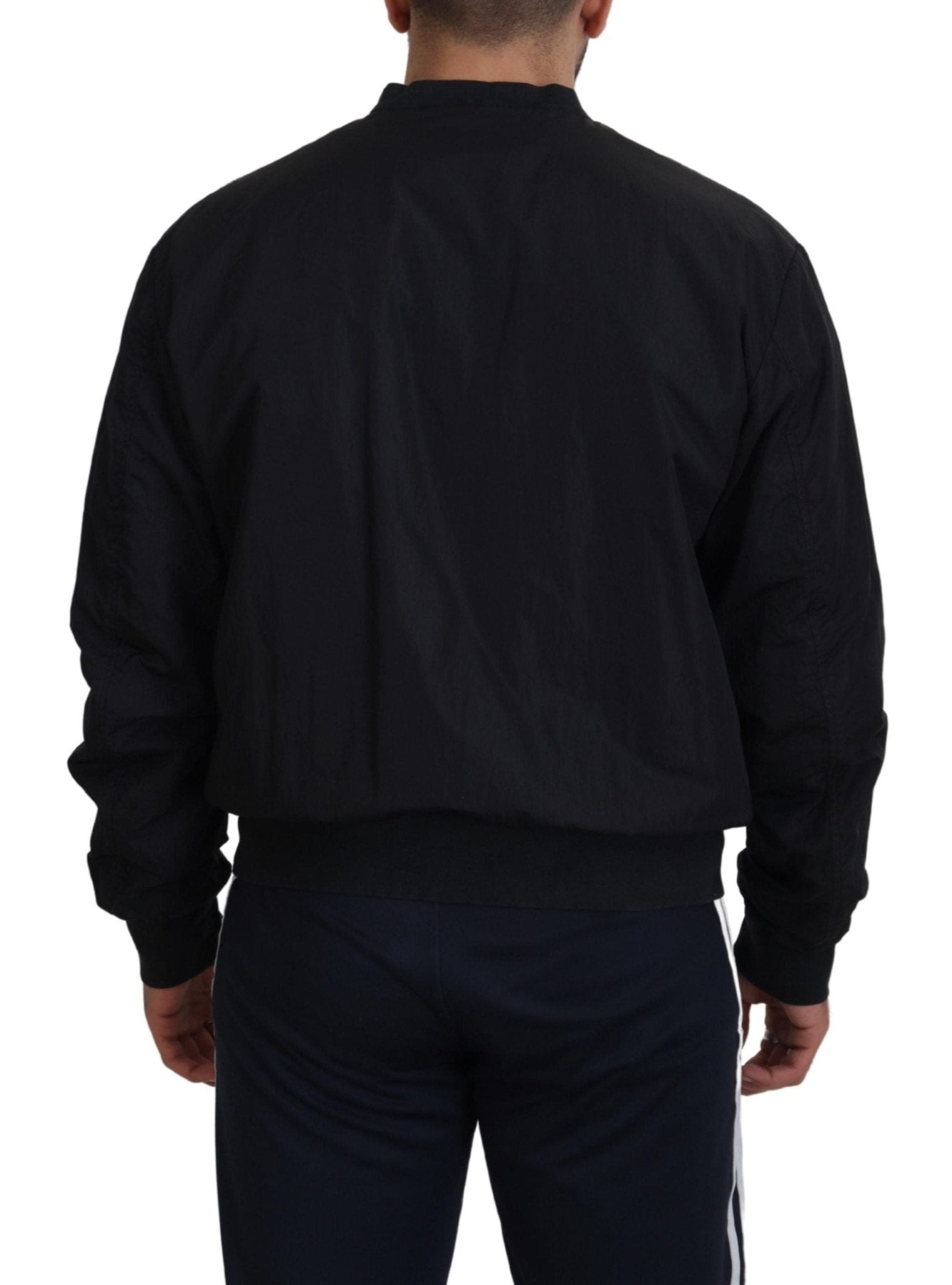 Dolce & Gabbana Black Nylon Logo Bomber Zipper Jacket - Le schmidt