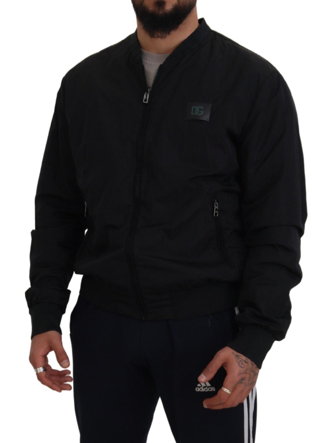 Dolce & Gabbana Black Nylon Logo Bomber Zipper Jacket - Le schmidt