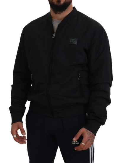 Dolce & Gabbana Black Nylon Logo Bomber Zipper Jacket - Le schmidt