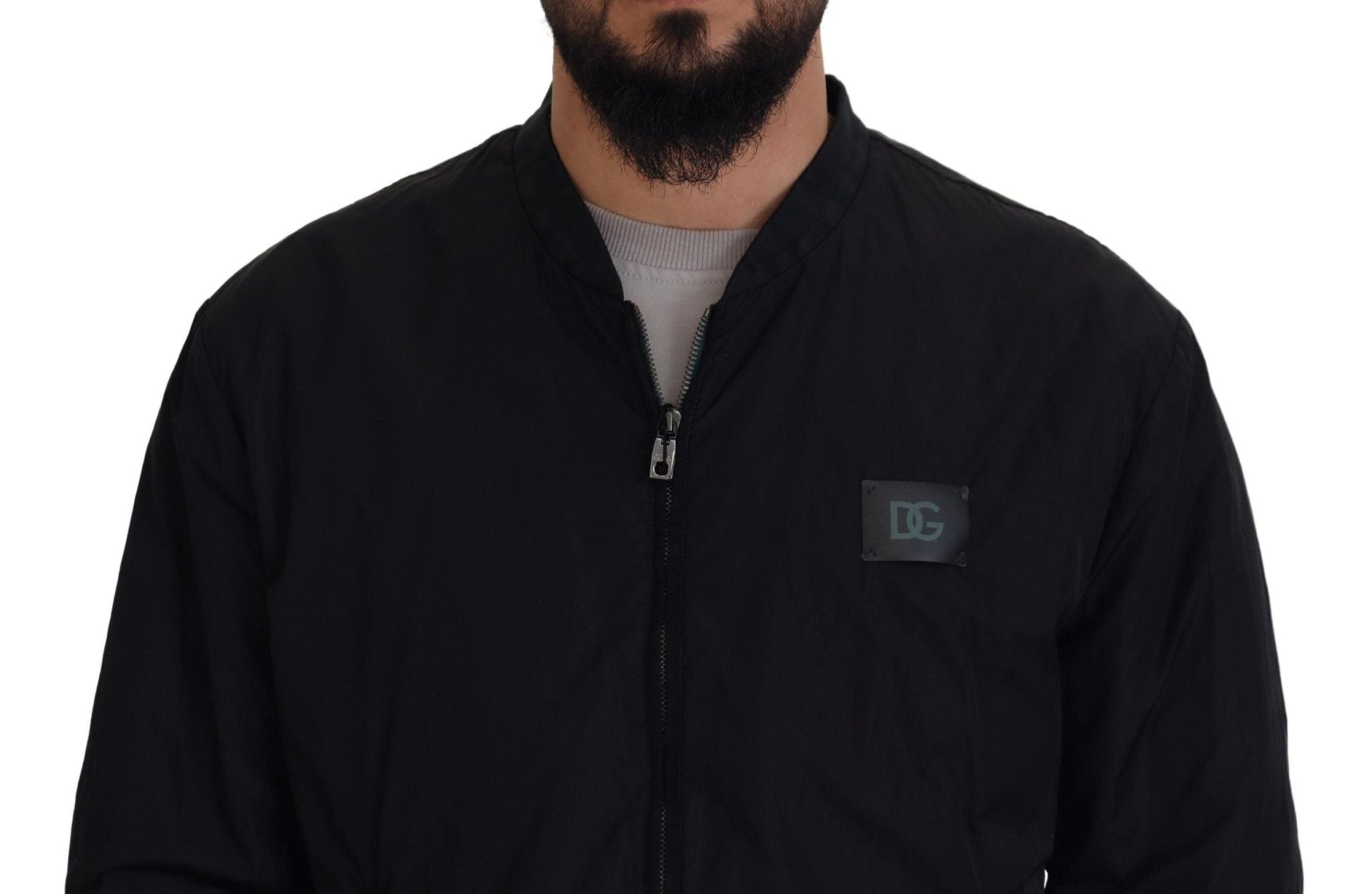 Dolce & Gabbana Black Nylon Logo Bomber Zipper Jacket - Le schmidt