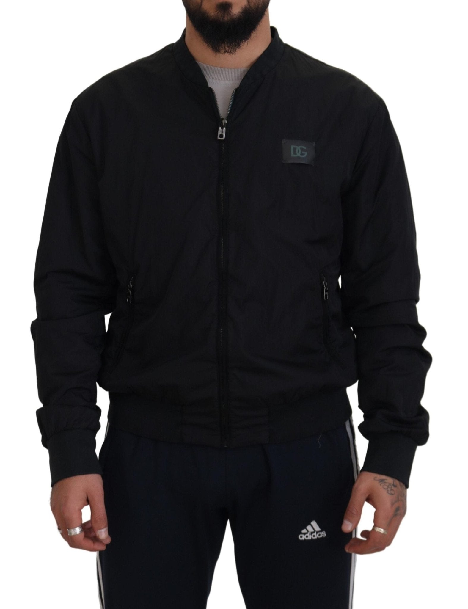 Dolce & Gabbana Black Nylon Logo Bomber Zipper Jacket - Le schmidt