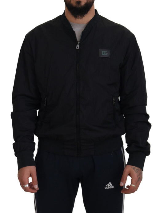 Dolce & Gabbana Black Nylon Logo Bomber Zipper Jacket - Le schmidt