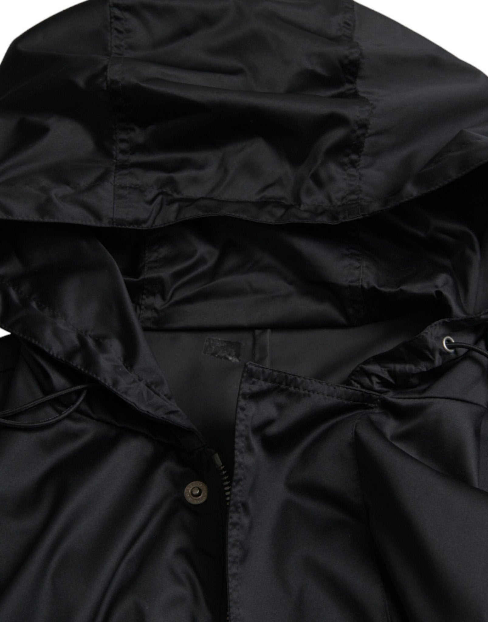 Dolce & Gabbana Black Polyester Hooded Long Windbreaker Jacket - Le schmidt