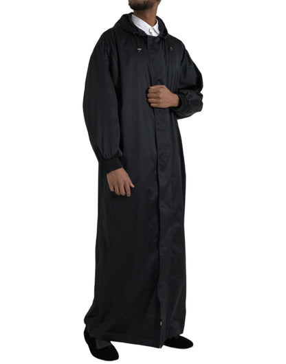 Dolce & Gabbana Black Polyester Hooded Long Windbreaker Jacket - Le schmidt