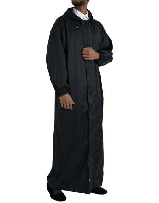 Dolce & Gabbana Black Polyester Hooded Long Windbreaker Jacket - Le schmidt