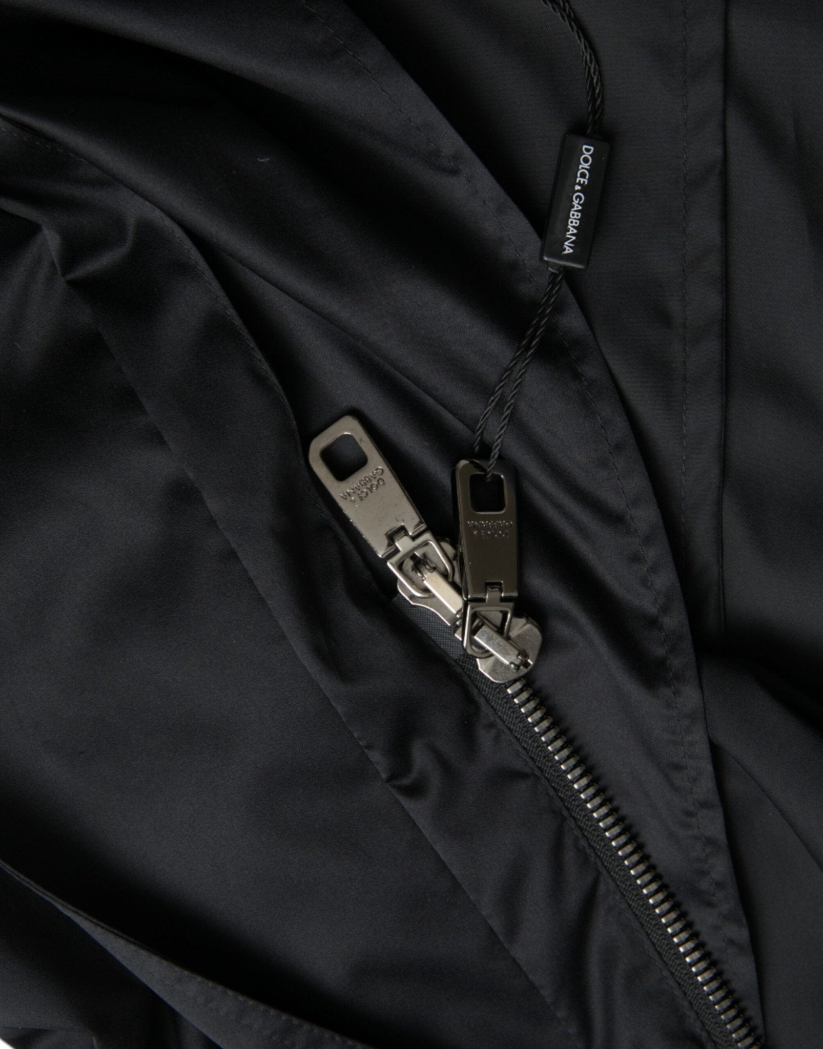 Dolce & Gabbana Black Polyester Hooded Long Windbreaker Jacket - Le schmidt