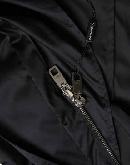 Dolce & Gabbana Black Polyester Hooded Long Windbreaker Jacket - Le schmidt