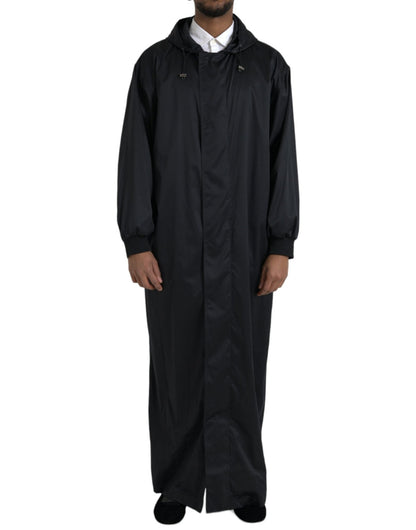 Dolce & Gabbana Black Polyester Hooded Long Windbreaker Jacket - Le schmidt