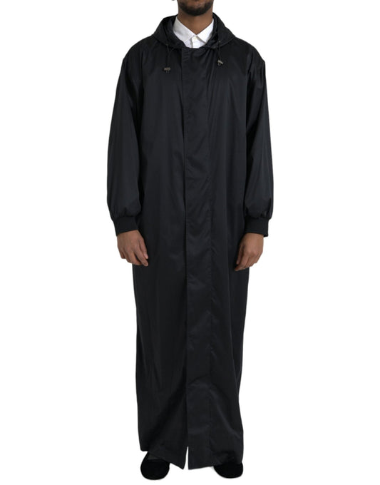 Dolce & Gabbana Black Polyester Hooded Long Windbreaker Jacket - Le schmidt