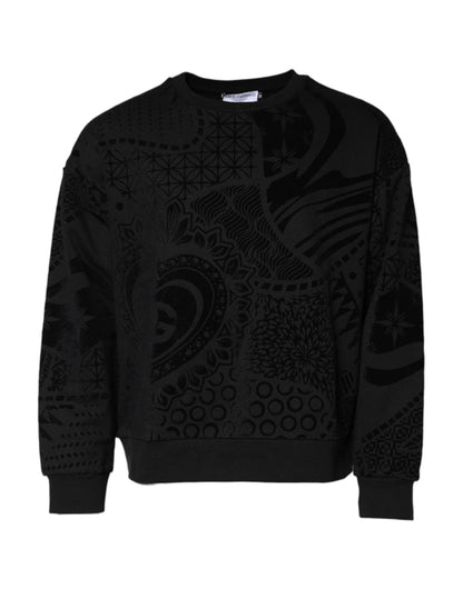Dolce & Gabbana Black Printed Crew Neck Sweatshirt Sweater - Le schmidt