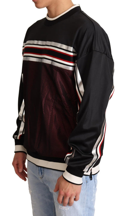 Dolce & Gabbana Black Red Mesh Sport Pullover Crewneck Sweater - Le schmidt