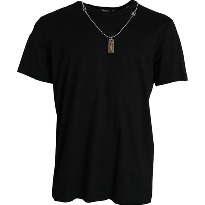 Dolce & Gabbana Black Silver Chain Short Sleeve T-shirt - Le schmidt