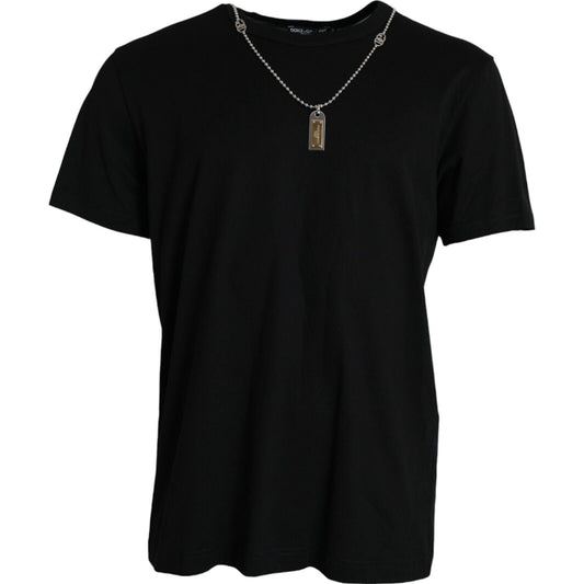 Dolce & Gabbana Black Silver Chain Short Sleeve T-shirt - Le schmidt