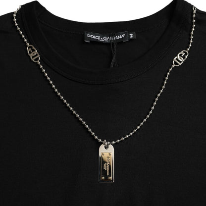 Dolce & Gabbana Black Silver Chain Short Sleeve T-shirt - Le schmidt