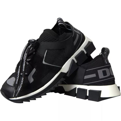 Dolce & Gabbana Black White Logo Sorrento Mens Sneakers Shoes - Le schmidt