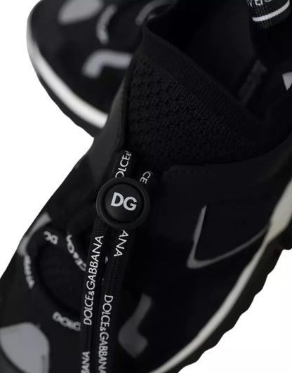 Dolce & Gabbana Black White Logo Sorrento Mens Sneakers Shoes - Le schmidt