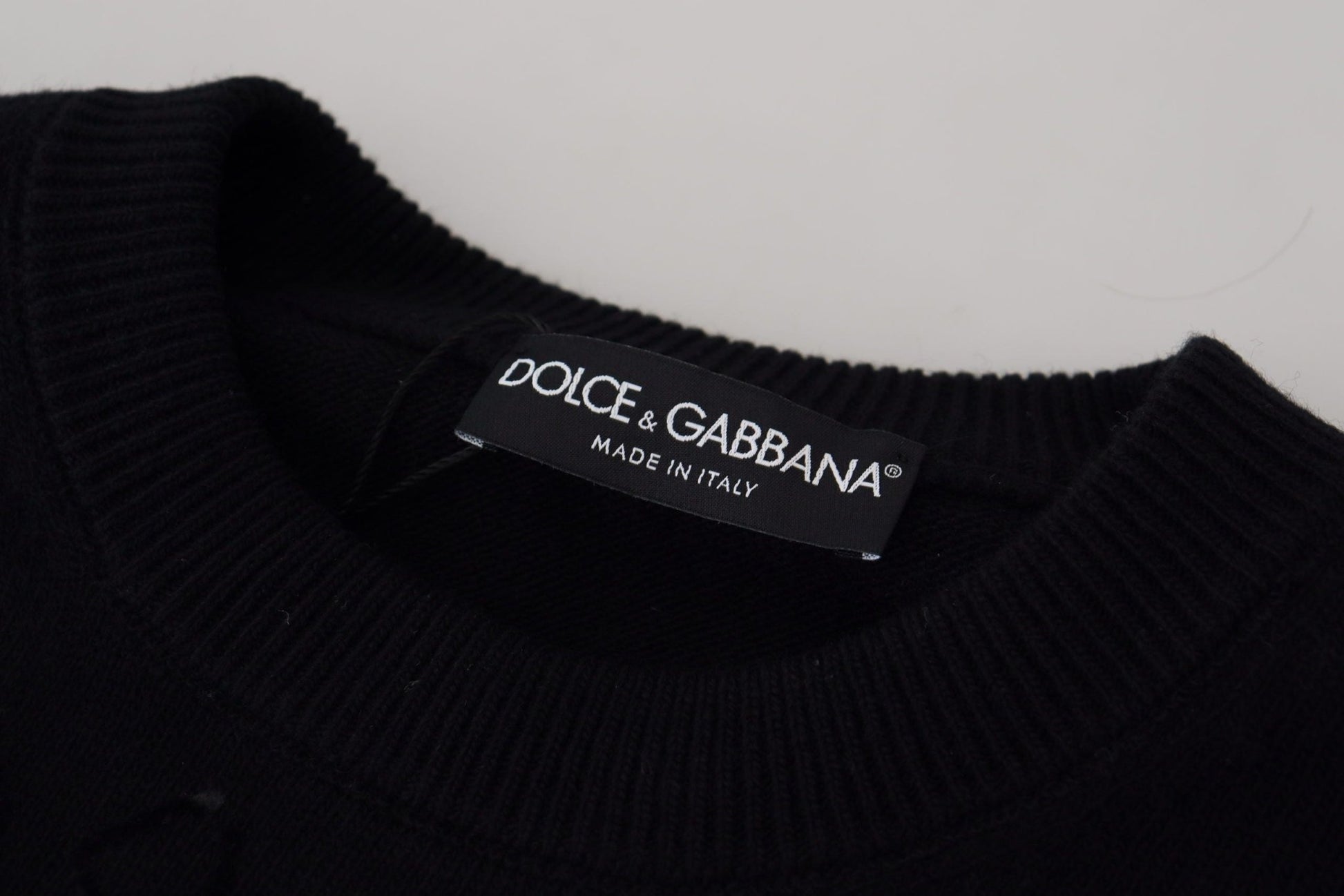Dolce & Gabbana Black Wool Logo Pattern Crewneck Pullover Sweater - Le schmidt
