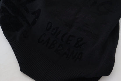Dolce & Gabbana Black Wool Logo Pattern Crewneck Pullover Sweater - Le schmidt