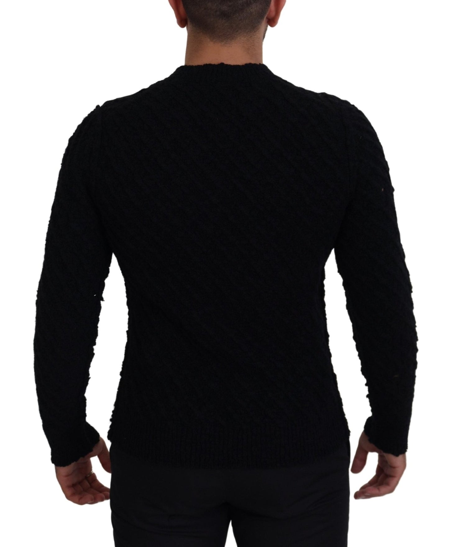 Dolce & Gabbana Black Wool V - neck Knitted Pullover Sweater - Le schmidt