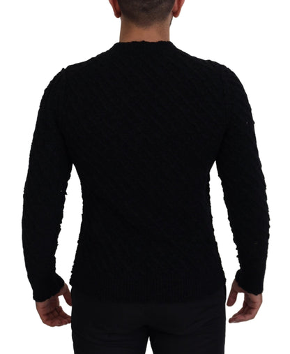 Dolce & Gabbana Black Wool V - neck Knitted Pullover Sweater - Le schmidt