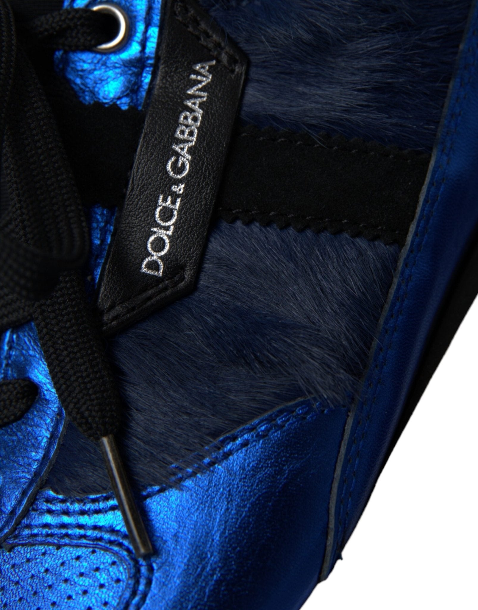 Dolce & Gabbana Blue Black Calf Hair Leather Sneakers Shoes - Le schmidt
