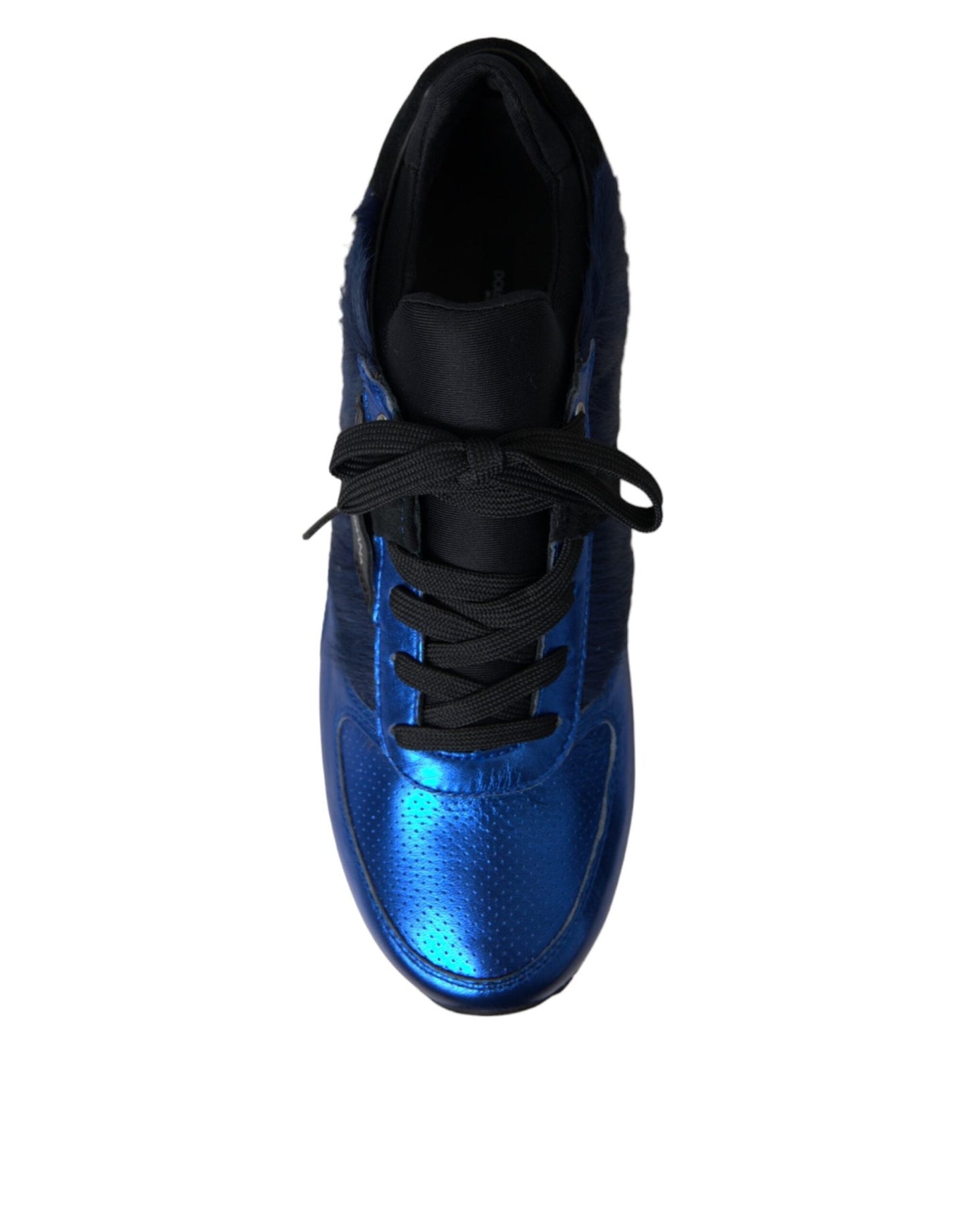 Dolce & Gabbana Blue Black Calf Hair Leather Sneakers Shoes - Le schmidt