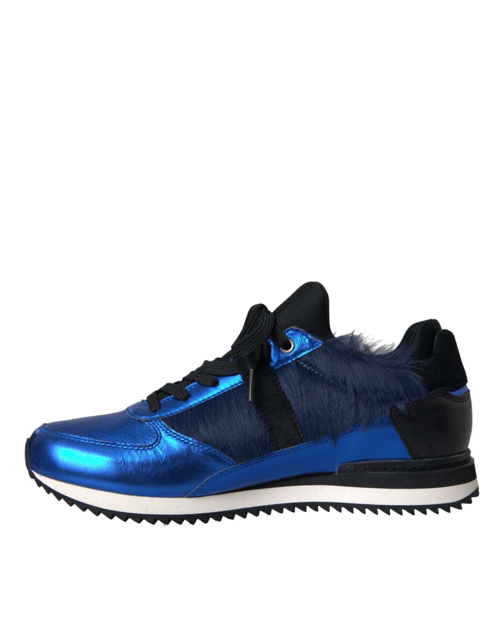 Dolce & Gabbana Blue Black Calf Hair Leather Sneakers Shoes - Le schmidt