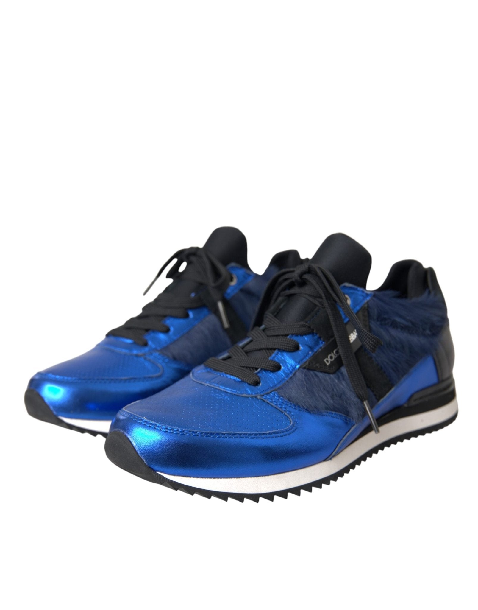 Dolce & Gabbana Blue Black Calf Hair Leather Sneakers Shoes - Le schmidt