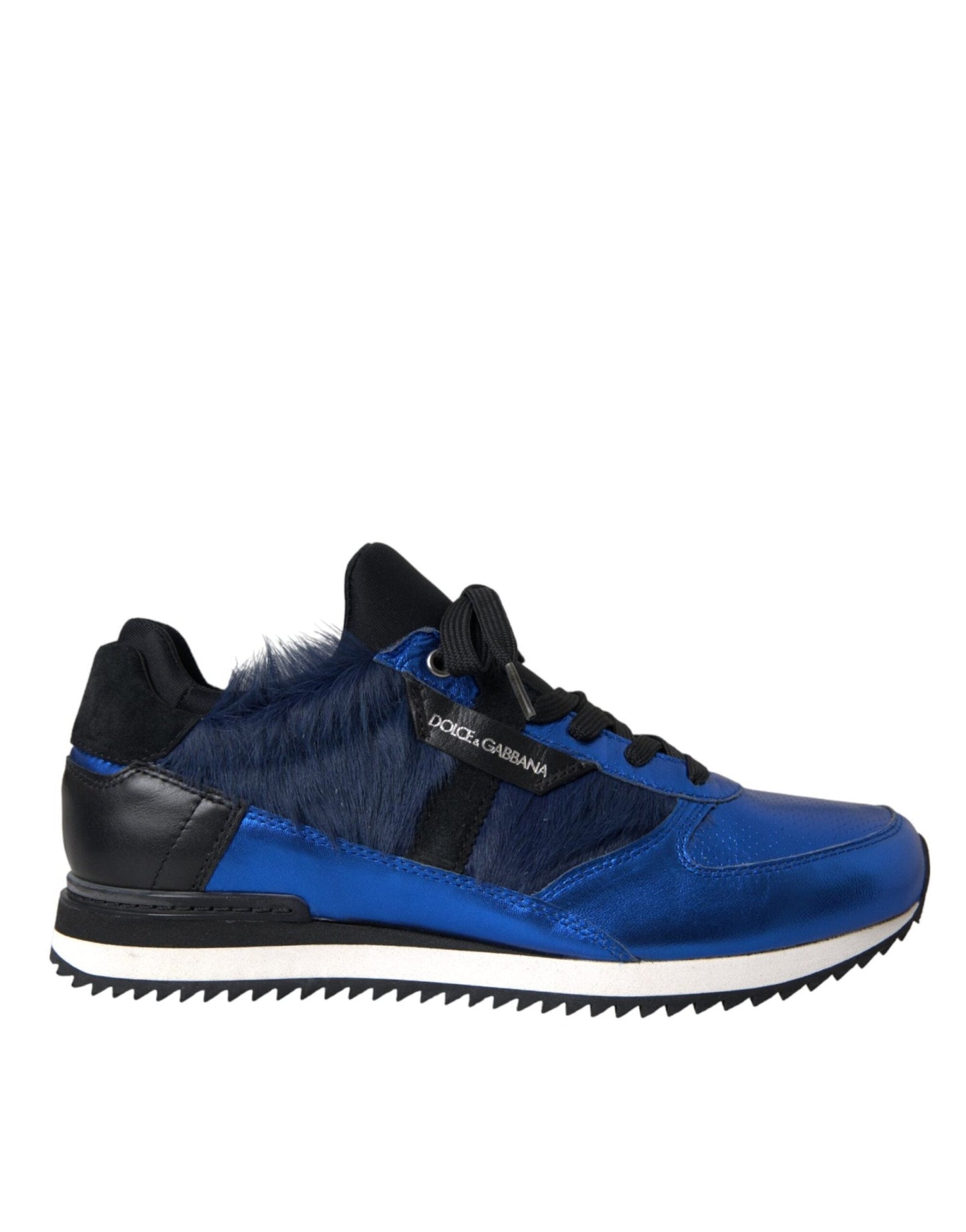 Dolce & Gabbana Blue Black Calf Hair Leather Sneakers Shoes - Le schmidt